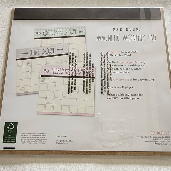 Rae Dunn Office New Rae Dunn 7 Month Calendar Pad 2232024